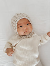 Load image into Gallery viewer, Oatmeal Elliot Knit Baby Bonnet
