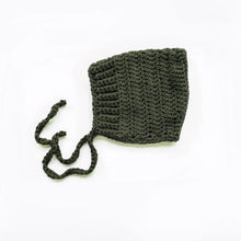 Load image into Gallery viewer, Army Green Elliot Wool Knit Baby Bonnet
