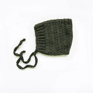 Army Green Elliot Wool Knit Baby Bonnet