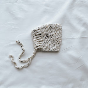 Ivory Tweed Knit Bonnet