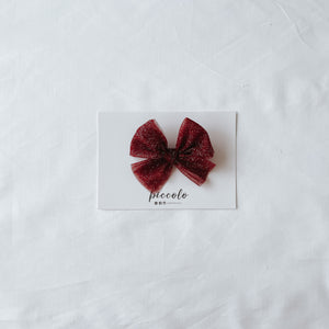 Red Glitter Tulle Small Pinwheel Bow