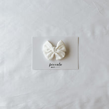 Load image into Gallery viewer, White Jacquard Weave Floral Small Pinwheel Bow
