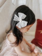 Load image into Gallery viewer, Gold Glitter Tulle Small Pinwheel Bow
