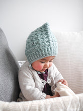 Load image into Gallery viewer, Mint Bell Wool Knit Baby Bonnet
