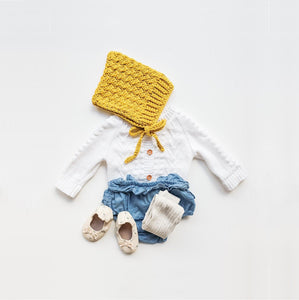 Mustard Bell Cotton Knit Baby Bonnet