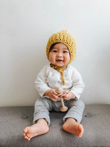 Mustard Elliot Wool Knit Baby Bonnet
