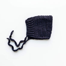 Load image into Gallery viewer, Navy Elliot Wool Knit Baby Bonnet
