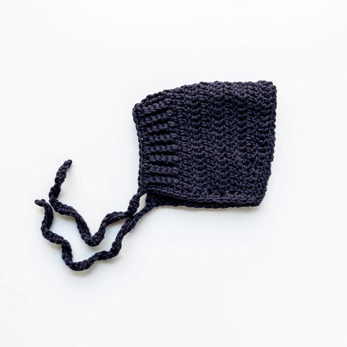 Navy Elliot Wool Knit Baby Bonnet