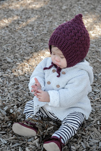 Plum Bell Wool Knit Baby Bonnet