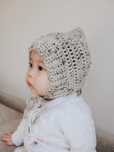 Speckled Grey Elliot Wool Knit Baby Bonnet